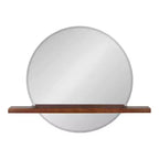 Specchio Fosset rotondo senza cornice con mensola noce scuro 30" x 24" - Kate & Laurel All Things Decor: bordo smussato chic, legno di mango