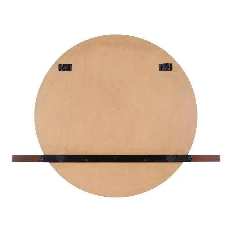 Specchio Fosset rotondo senza cornice con mensola noce scuro 30" x 24" - Kate & Laurel All Things Decor: bordo smussato chic, legno di mango