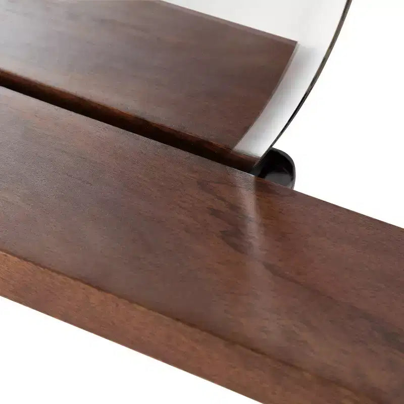 Specchio Fosset rotondo senza cornice con mensola noce scuro 30" x 24" - Kate & Laurel All Things Decor: bordo smussato chic, legno di mango