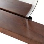 Specchio Fosset rotondo senza cornice con mensola noce scuro 30" x 24" - Kate & Laurel All Things Decor: bordo smussato chic, legno di mango