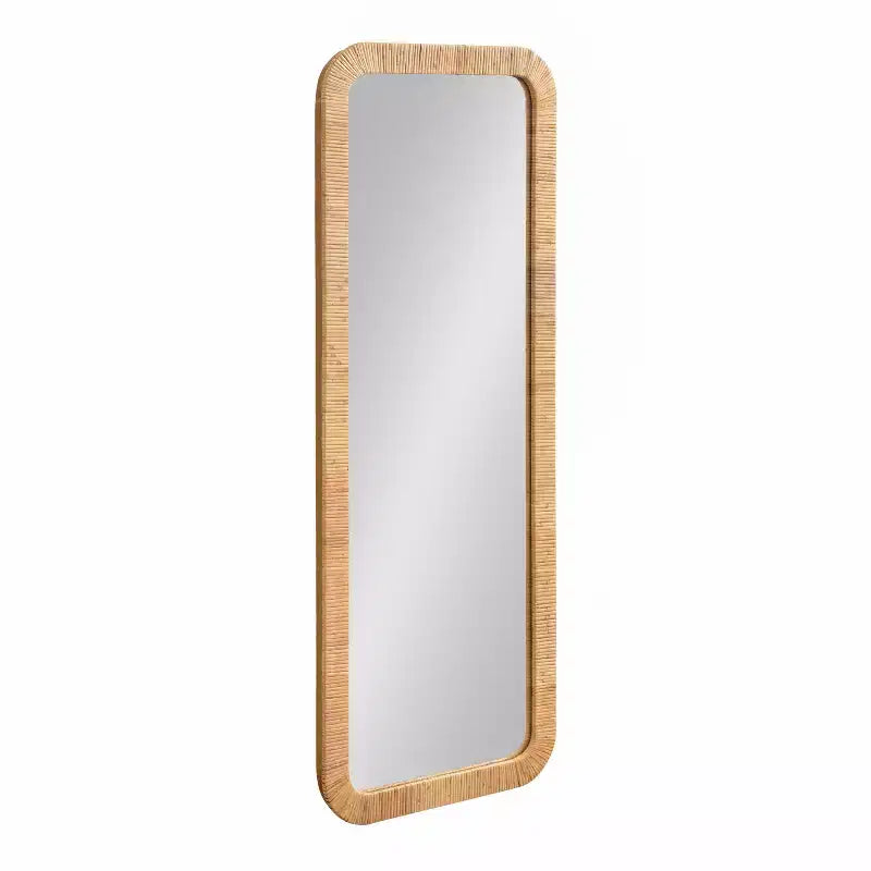 Kate & Laurel All Things Decor 18"X48" Rahfy Rectangle Framed Wall Mirror Natural