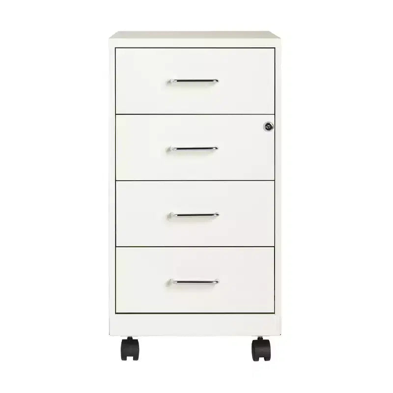 Space Solutions Organizer Mobile in Metallo a 4 Cassetti Profondo 18" con 4 Cassetti a Box con Chiusura Bianco Perla
