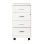 Space Solutions Organizer Mobile in Metallo a 4 Cassetti Profondo 18" con 4 Cassetti a Box con Chiusura Bianco Perla