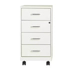 Space Solutions Organizer Mobile in Metallo a 4 Cassetti Profondo 18" con 4 Cassetti a Box con Chiusura Bianco Perla