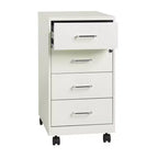 Space Solutions Organizer Mobile in Metallo a 4 Cassetti Profondo 18" con 4 Cassetti a Box con Chiusura Bianco Perla