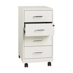 Space Solutions Organizer Mobile in Metallo a 4 Cassetti Profondo 18" con 4 Cassetti a Box con Chiusura Bianco Perla