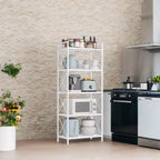 LEDREM Cloud White Scaffale Portaoggetti in Metallo a 5 Ripiani con Telaio Laterale a X e Rete Densa. 32 x 60 x 145,5 cm, ha uno stile industriale ed è perfetto