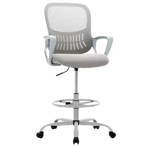 Adjustable Foot Ring Feature on Tall Office Chair, Designed for Standing Desks, Counter Height