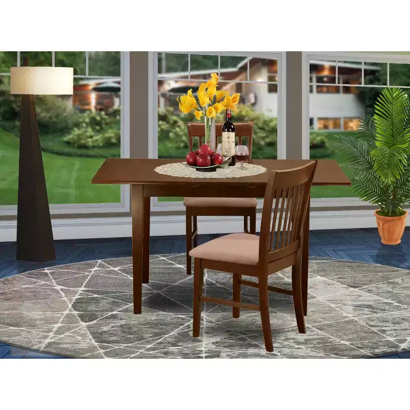 HomeStock Dinette Set Rectangular Table With Leaf And Dining Chairs