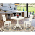 HomeStock Linen White 3 Piece Round Dining Set Modern