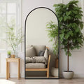 Aluminum Alloy Thin Edged Right Angled Arched Black Full-Length Mirror 180x96x1.5cm (With Bracket)