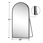 Specchio a figura intera ad arco con bordo sottile in lega di alluminio nero 180x96x1,5 cm (con staffa)