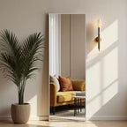 Silver Thin-Edged Rectangular Full-Length Mirror in Aluminum Alloy, 163x54x1.5cm (Includes Bracket)