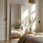 Specchio Rettangolare a Figura Intera con Bordo Sottile Argento in Lega di Alluminio, 163x54x1.5cm (Staffa Inclusa)