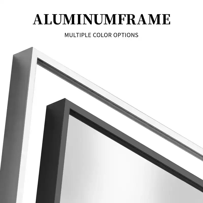 Specchio Rettangolare a Figura Intera con Bordo Sottile Argento in Lega di Alluminio, 163x54x1.5cm (Staffa Inclusa)