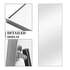 Specchio Rettangolare a Figura Intera con Bordo Sottile Argento in Lega di Alluminio, 163x54x1.5cm (Staffa Inclusa)