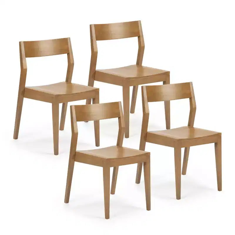 Plank+Beam Set di 4 Sedie Moderne per Sala da Pranzo, Sedie in Legno Massello per Cucina, Ufficio, Soggiorno