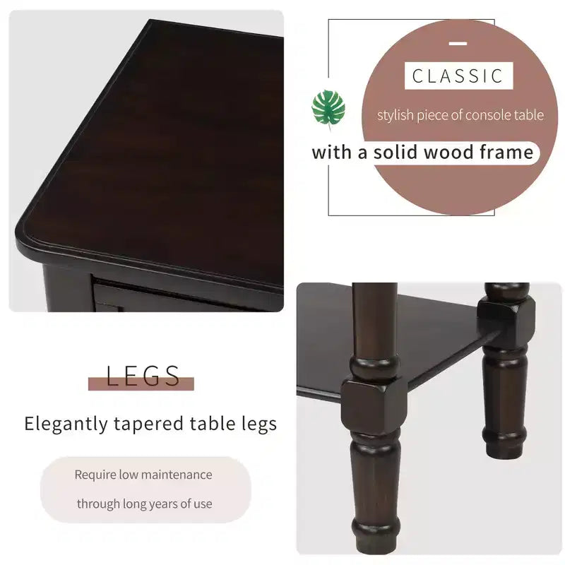 AndMakers Consolle rettangolare in legno da 23,7 pollici con 3 cassetti