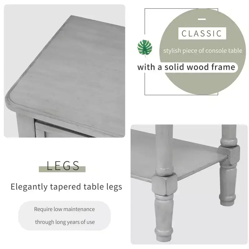 AndMakers Consolle rettangolare in legno da 23,7 pollici con 3 cassetti