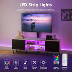 Mobile TV Skyzoo con supporto orientabile per TV da 50/55/65 pollici con luci LED e presa elettrica per soggiorno, regolabile in altezza, bianco