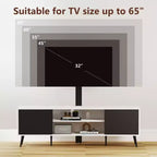 Mobile TV Skyzoo con supporto orientabile per TV da 50/55/65 pollici con luci LED e presa elettrica per soggiorno, regolabile in altezza, bianco