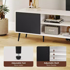 Mobile TV Skyzoo con supporto orientabile per TV da 50/55/65 pollici con luci LED e presa elettrica per soggiorno, regolabile in altezza, bianco