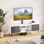 Mobile TV Skyzoo con supporto orientabile per TV da 50/55/65 pollici con luci LED e presa elettrica per soggiorno, regolabile in altezza, bianco
