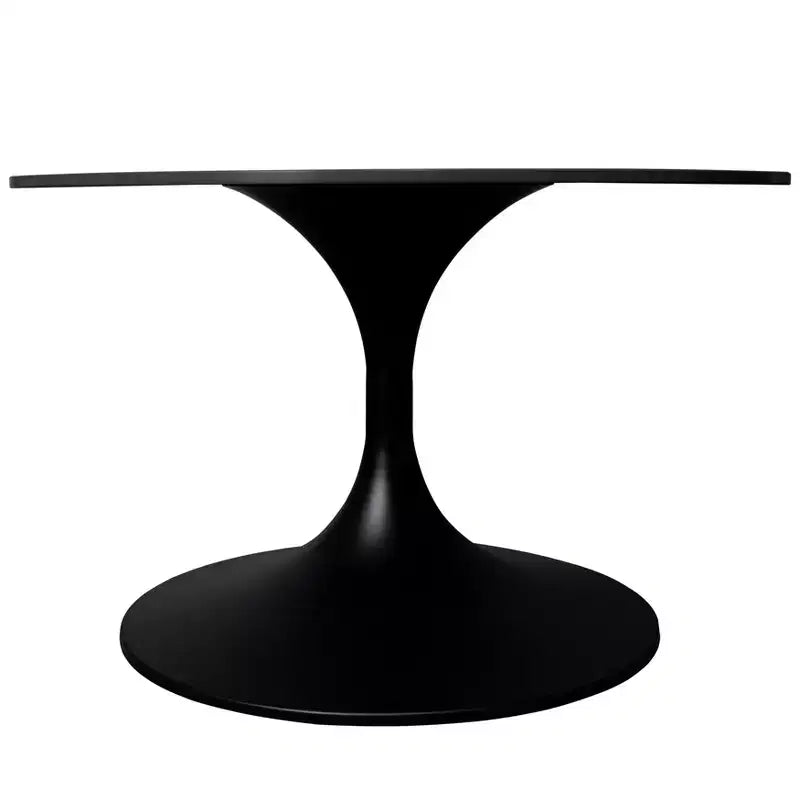 LeisureMod Verve Tavolino Rotondo da Caffè 24" - Piano in Pietra Sinterizzata e Moderna Base a Piedistallo Nera Tavolino d'Appoggio per Soggiorno Contemporaneo