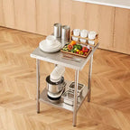 VEVOR Tavolo da Lavoro in Acciaio Inossidabile, 61 x 61 x 86 cm, 317,5 kg di Carico, Banco da Lavoro in Metallo Resistente con 3 Livelli di Altezza Regolabile