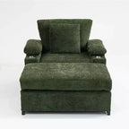 Poltrona moderna oversize con pouf, poltrona in ciniglia comoda con portabicchieri e porte USB - ModernLuxe