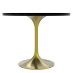 Set da pranzo LeisureMod 5 pezzi - Tavolo da pranzo rotondo da 36" con ripiano in MDF nero e base dorata, 4 sedie da pranzo in velluto con gambe in acciaio nero