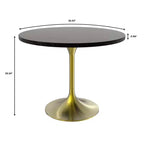 Set da pranzo LeisureMod 5 pezzi - Tavolo da pranzo rotondo da 36" con ripiano in MDF nero e base dorata, 4 sedie da pranzo in velluto con gambe in acciaio nero