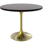 Set da pranzo LeisureMod 5 pezzi - Tavolo da pranzo rotondo da 36" con ripiano in MDF nero e base dorata, 4 sedie da pranzo in velluto con gambe in acciaio nero