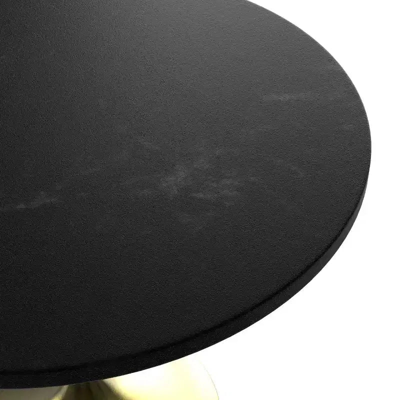 Set da pranzo LeisureMod 5 pezzi - Tavolo da pranzo rotondo da 36" con ripiano in MDF nero e base dorata, 4 sedie da pranzo in velluto con gambe in acciaio nero