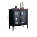 Kings Brand Furniture - Tavolo console in legno a 2 ante/Mobiletto contenitore accentuato Lisle, nero