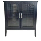 Kings Brand Furniture - Tavolo console in legno a 2 ante/Mobiletto contenitore accentuato Lisle, nero