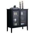 Kings Brand Furniture - Tavolo console in legno a 2 ante/Mobiletto contenitore accentuato Lisle, nero