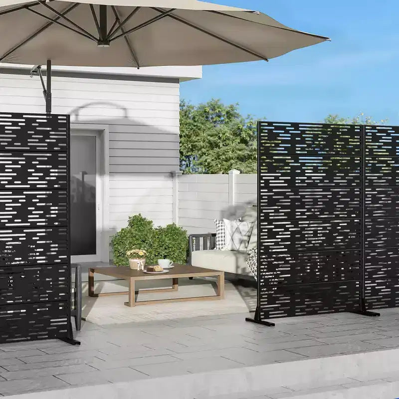 72 H47W Fioriera Dovelina in Metallo Nero con Schermo Grigliato per la Privacy per Patio, Giardino e Balconi di Bar