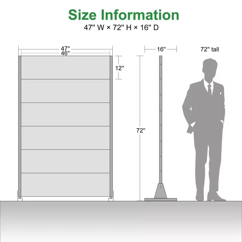 72 H47W Fioriera Dovelina in Metallo Nero con Schermo Grigliato per la Privacy per Patio, Giardino e Balconi di Bar