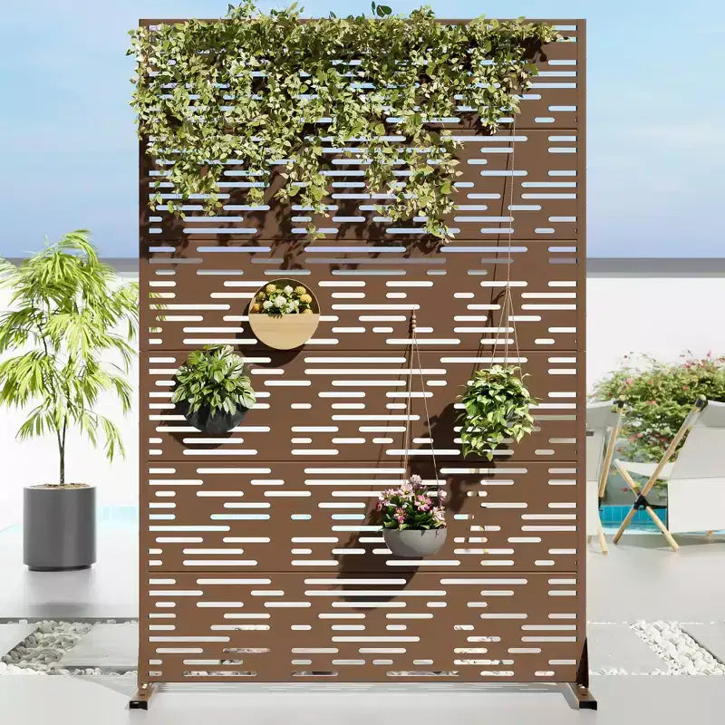 72 H47W Fioriera Dovelina in Metallo Nero con Schermo Grigliato per la Privacy per Patio, Giardino e Balconi di Bar