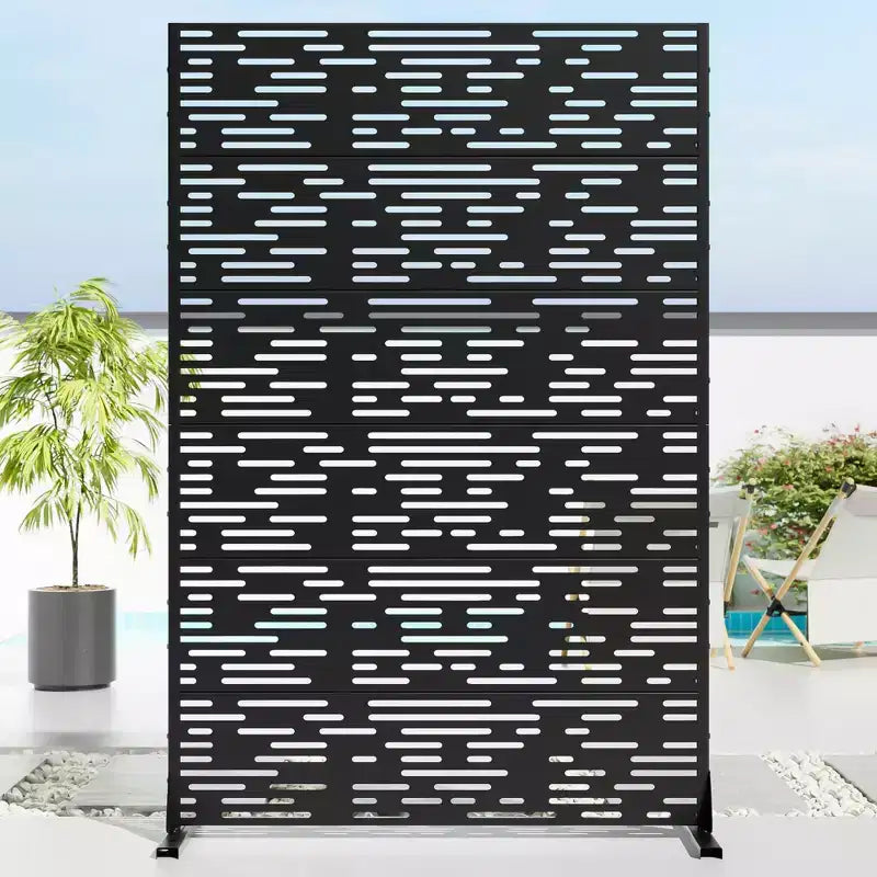 72 H47W Fioriera Dovelina in Metallo Nero con Schermo Grigliato per la Privacy per Patio, Giardino e Balconi di Bar