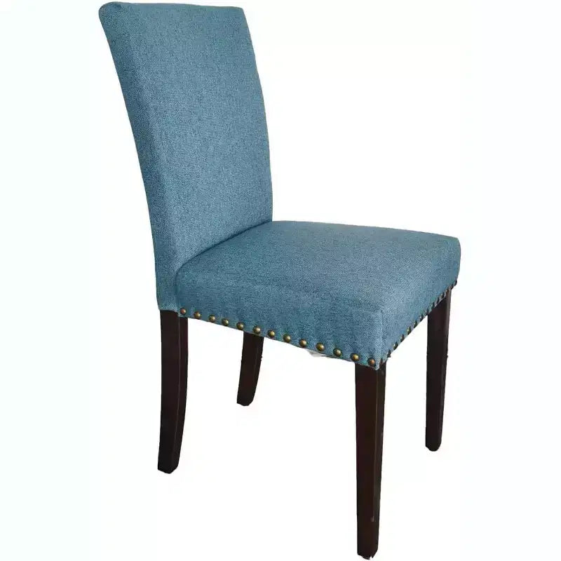 Set di 2 sedie imbottite da pranzo, sedie Parsons ergonomiche con schienale alto in tessuto e borchie per cucina/sala da pranzo/hotel