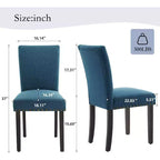 Set di 2 sedie imbottite da pranzo, sedie Parsons ergonomiche con schienale alto in tessuto e borchie per cucina/sala da pranzo/hotel