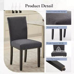 Set di 2 sedie imbottite da pranzo, sedie Parsons ergonomiche con schienale alto in tessuto e borchie per cucina/sala da pranzo/hotel