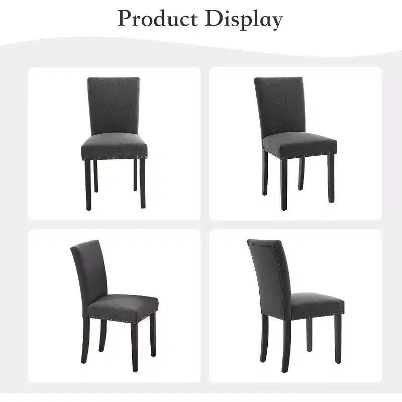 Set di 2 sedie imbottite da pranzo, sedie Parsons ergonomiche con schienale alto in tessuto e borchie per cucina/sala da pranzo/hotel