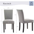 Set di 2 sedie imbottite da pranzo, sedie Parsons ergonomiche con schienale alto in tessuto e borchie per cucina/sala da pranzo/hotel