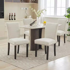 Set di 2 sedie imbottite da pranzo, sedie Parsons ergonomiche con schienale alto in tessuto e borchie per cucina/sala da pranzo/hotel