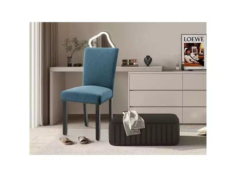 Set di 2 sedie imbottite da pranzo, sedie Parsons ergonomiche con schienale alto in tessuto e borchie per cucina/sala da pranzo/hotel