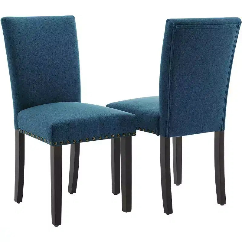 Set di 2 sedie imbottite da pranzo, sedie Parsons ergonomiche con schienale alto in tessuto e borchie per cucina/sala da pranzo/hotel
