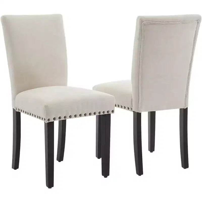 Set di 2 sedie imbottite da pranzo, sedie Parsons ergonomiche con schienale alto in tessuto e borchie per cucina/sala da pranzo/hotel
